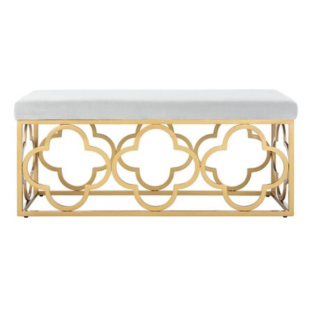 Safavieh 44.5 x 16.5 x 19 in. Fleur Rectangle Bench, Grey & Gold BCH6205D
